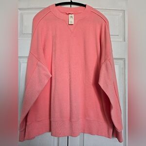 Aerie *NWT Big Chill Crew Sweatshirt size large pink strawberry mist/Coral -MD
